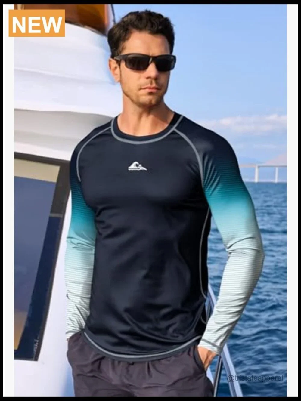 Mens UPF 50+ Long Sleeve Rash Guard Swim Shirt Quick Dry Sun Protection